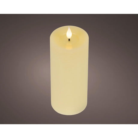 Lumineo realistische led kaars met wax pit en vlam effect ã˜7.5x20cm crã©me met 6uur timer werkt op batterij