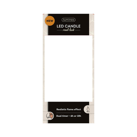 Lumineo realistische led kaars met wax pit en vlam effect ø7.5x20cm goud met 6uur timer werkt op batterij