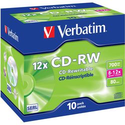CD-RW 700 Mo verbatim 12x 80 min. 10 pièces