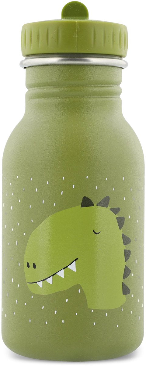 Gourde Trixie - mr. dino - bouteille d'eau en acier inoxydable pour enfants - 350 ml - bouteille étanche - vert