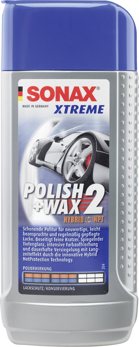 Sonax vernis pour voiture xtreme polish+wax 2 hybride npt cire à polir 2 nanopro xtreme 250 ml