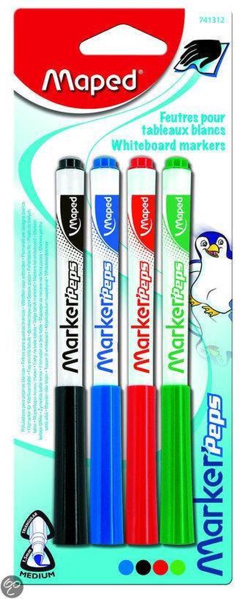 Feutres pour tableau blanc Maped Office couleurs assorties x 4