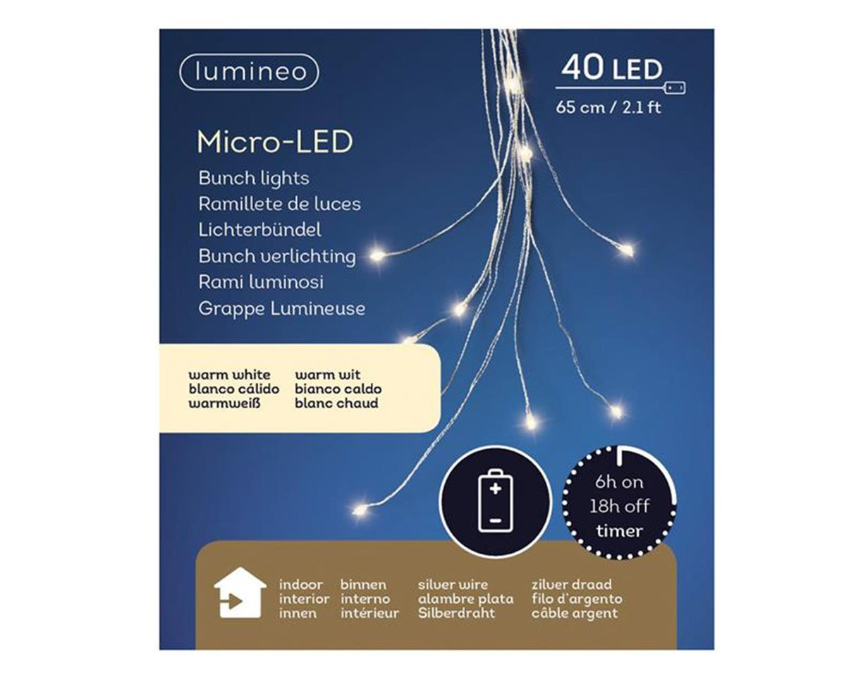 Éclairage cascade Lumineo 40 LED blanc chaud