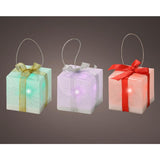 Lumineo kersthanger cadeau met 1 led lamp multikleur effect op batterij