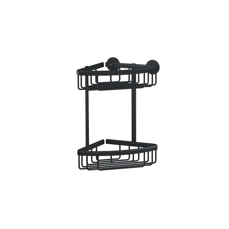 Tesa 1072289 - support de douche d'angle aluxx noir noir, double | 1 pièce