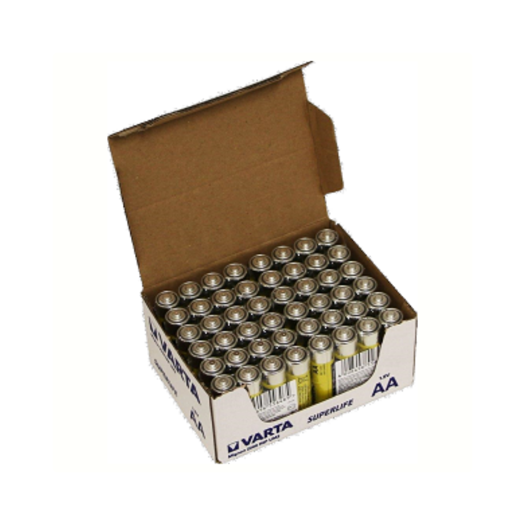 Varta Superlife AA batteries. Zinc carbon. per 60. (Workplace packaging)