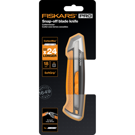 Fiskars couteau cassable carbonmax 18 mm