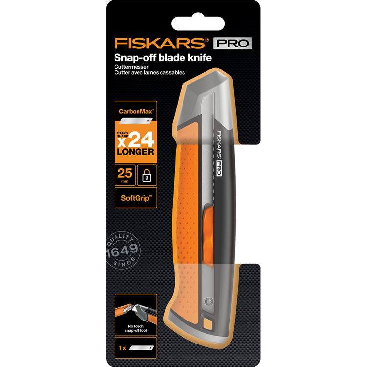 Fiskars couteau cassable carbonmax 25 mm