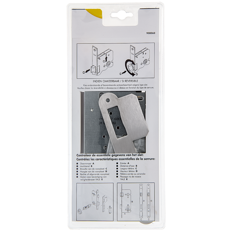 Yale 1060551 - insteekslot 110 60 l-r inox afgerond | 1 stuks
