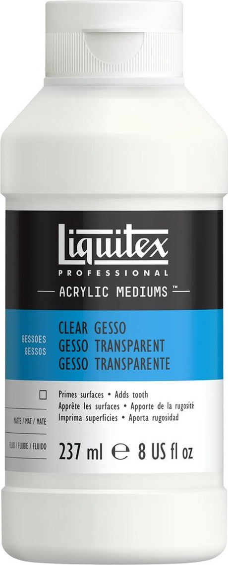Liquitex 7608 gesso transparent professionnel 237 ml – fond acrylique transparent pour toile techniques mixtes - gesso transparent