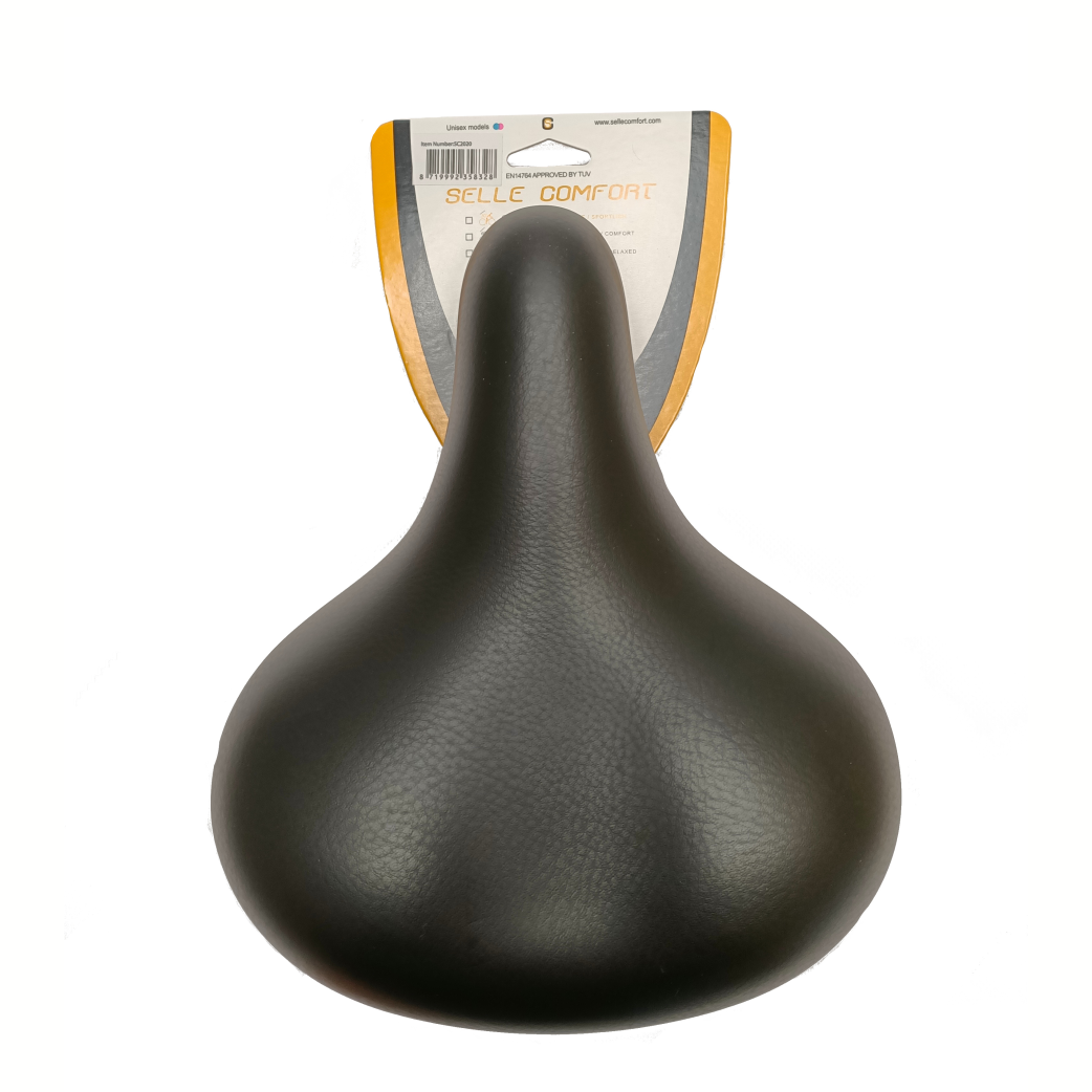 Selle Comfort Comfort Saddle Retro Basic, černá s odpružením elastomeru. Ne bez žádného