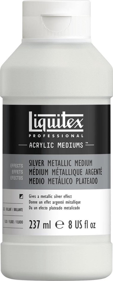 Liquitex métallisé 8508 argent médium 237 ml – médium acrylique à effet argenté, résistant à la lumière miscible – additif acrylique