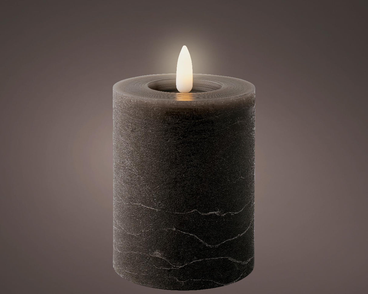 Bougie LED Lumineo cire fixe anthracite h11cm