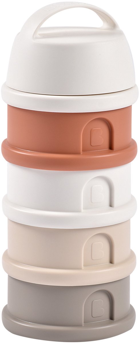 Tour à lait Béaba - boîtes doseuses de lait en poudre pour bébé - tour à lait en poudre 4 couches - récipients de conservation des aliments pour bébé - tour à poudre sans BPA - gris terre cuite