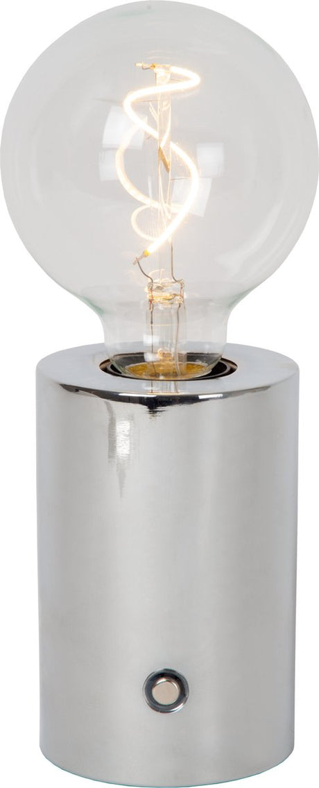 Lucide vivo - lampe de table rechargeable - batterie - ø 8 cm - LED dimmable - E27 - 1x1W 2700K - chrome