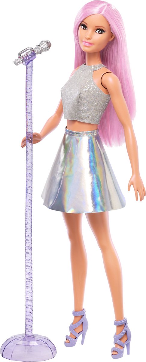 Barbie Carrières Pop Star – poupée aux cheveux roses avec microphone