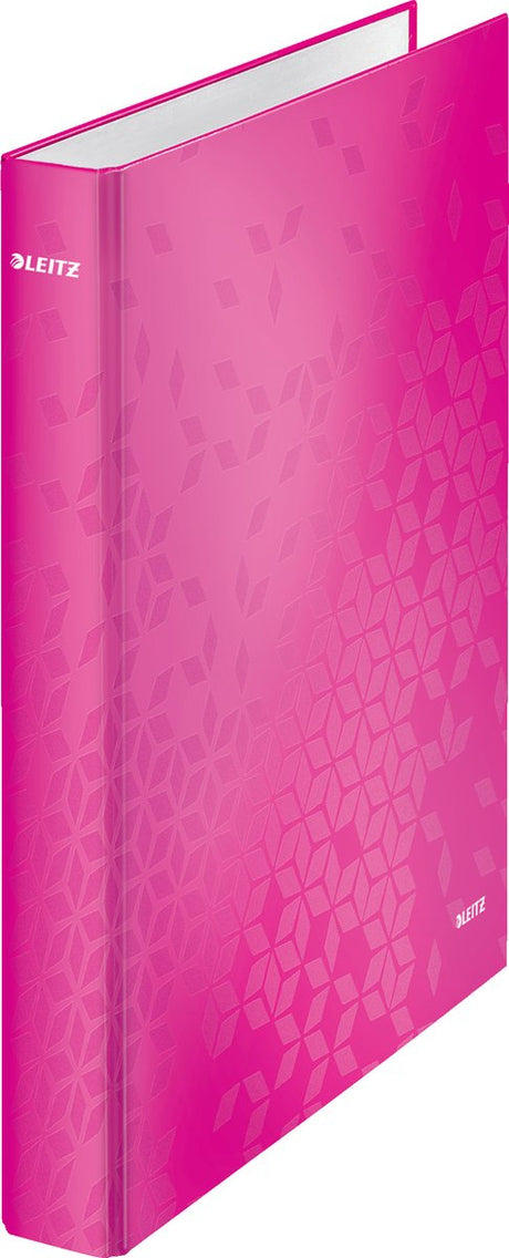 Classeur à anneaux plastifié Leitz wow - 4 anneaux - largeur de dos 40 mm - rose