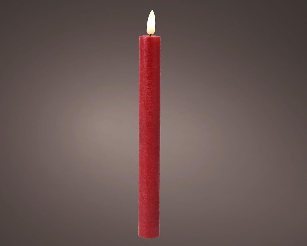 Lumineo set de bougies de table flamme LED 24cm rouge 2 pièces