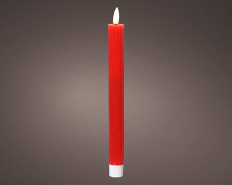 Lumineo bougie de table LED nervurée 24cm rouge 2 pcs.