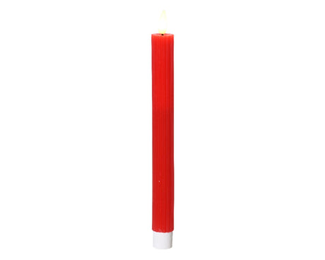 Bougies de table Lumineo LED 2 pièces avec flamme vacillante Noël rouge dia.2x24,5cm cire avec minuterie 6 heures