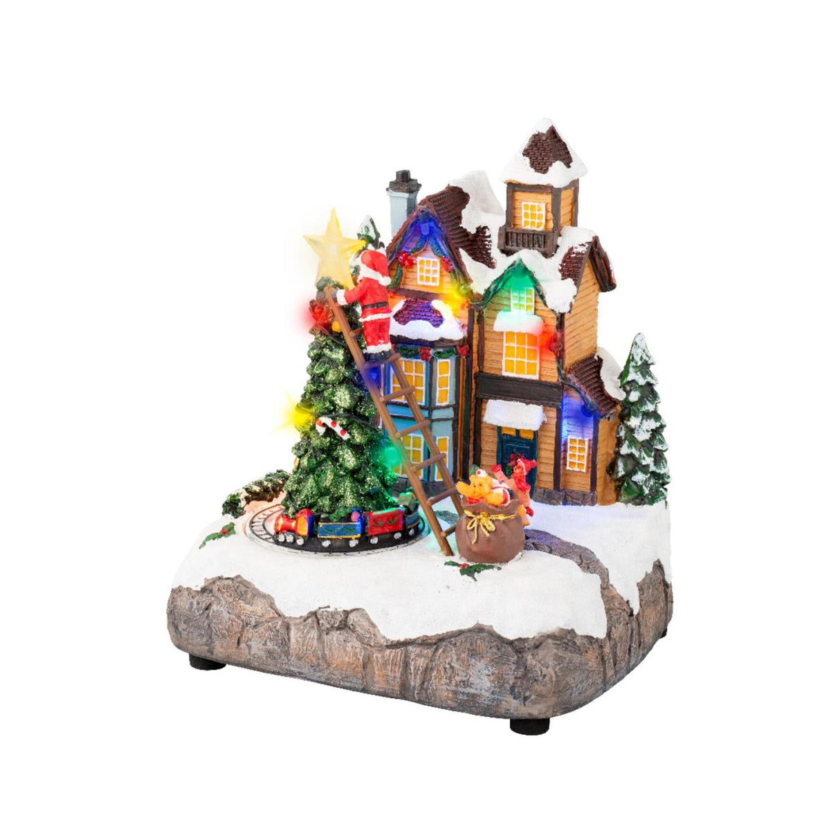 Lumineo Scène de Noël Sapin de Noël LED 16x19x22cm