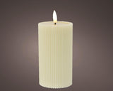 Bougie Lumineo LED flamme nervurée 15,5cm crème