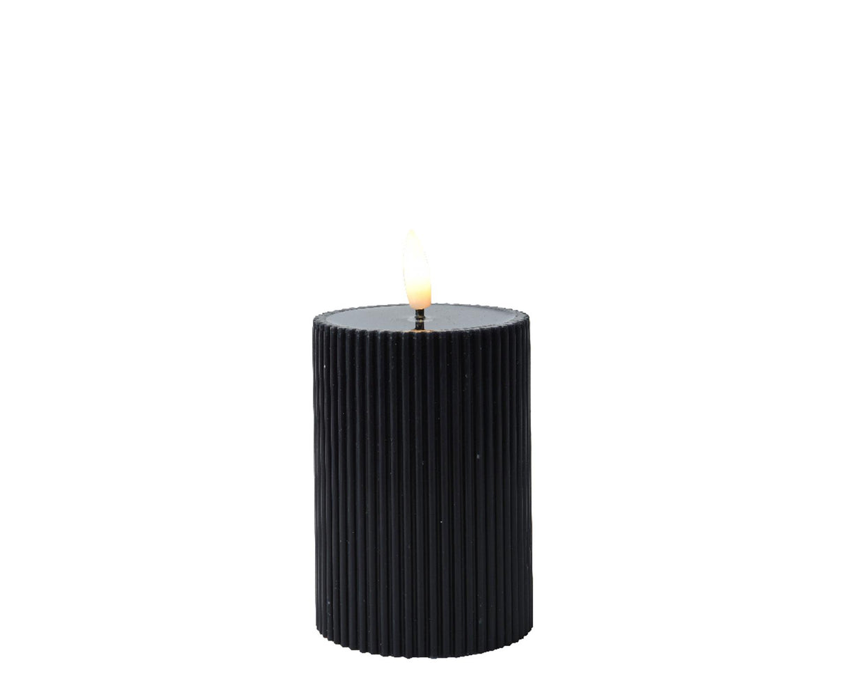 Bougie Lumineo led flamme nervurée h13cm noir
