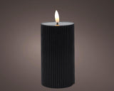 Bougie Lumineo LED flamme nervurée 15cm noir