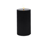 Bougie Lumineo LED flamme nervurée 15cm noir