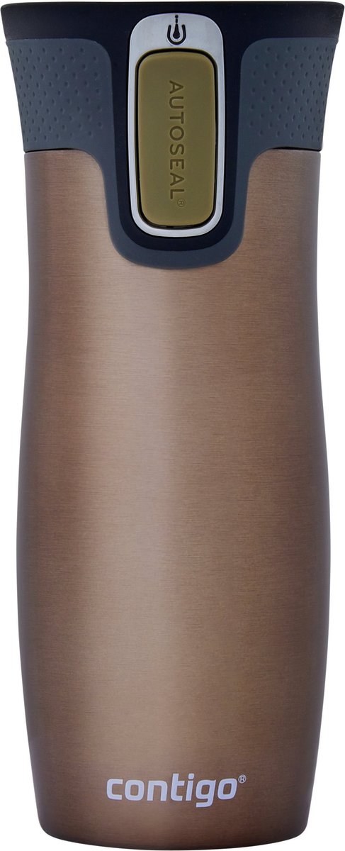 Tasse thermos Contigo West Loop à fermeture automatique, tasse isotherme en acier inoxydable, tasse à café à emporter, sans BPA, étanche, avec couvercle facile à nettoyer, garde au chaud jusqu'à 5 heures, 470 ml | café au lait