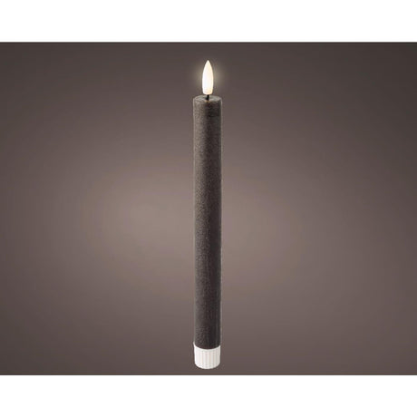 Lumineo LED set de bougies de table cire gris ø2,2xh24,5cm
