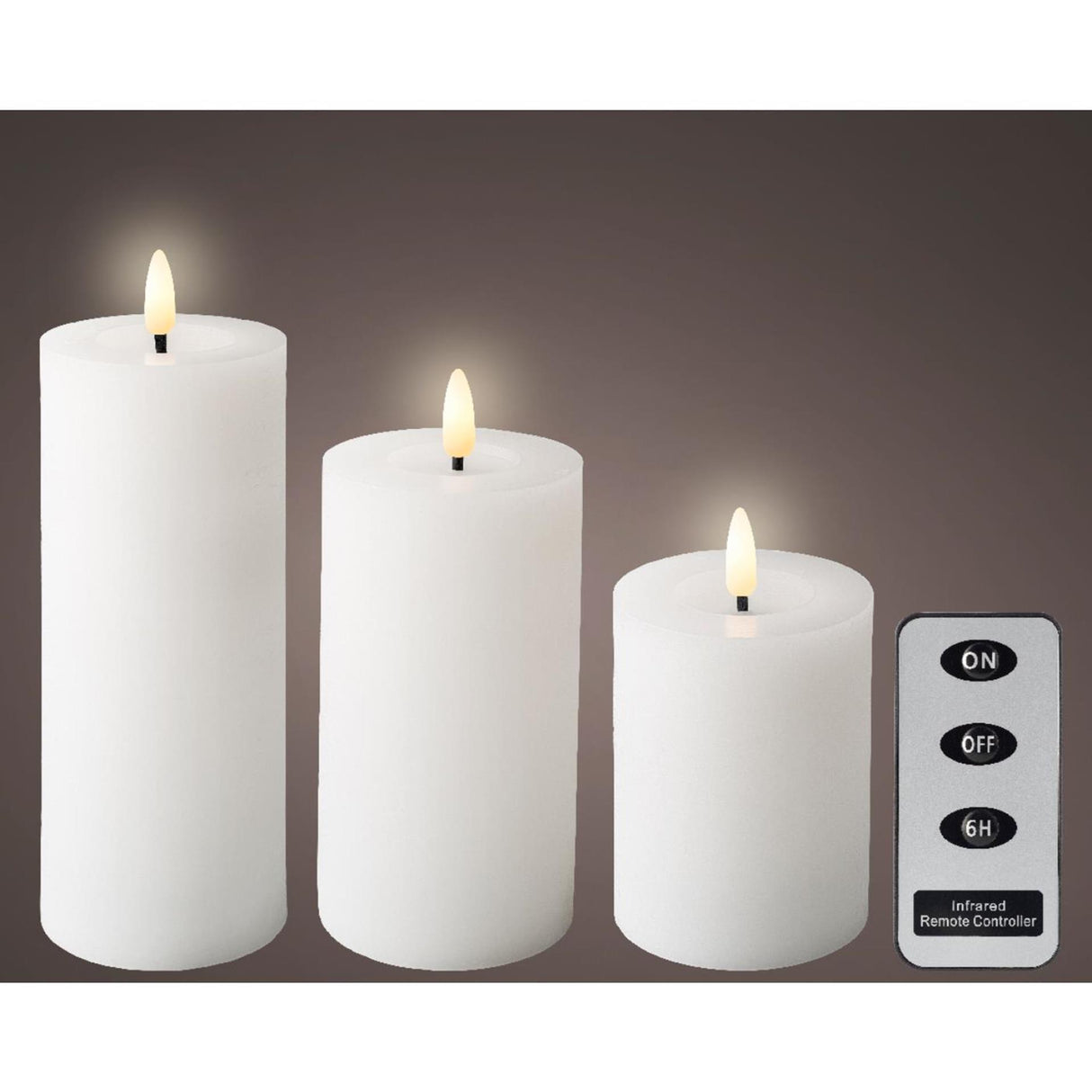 Lumineo LED set de bougies cire 3 pièces blanc