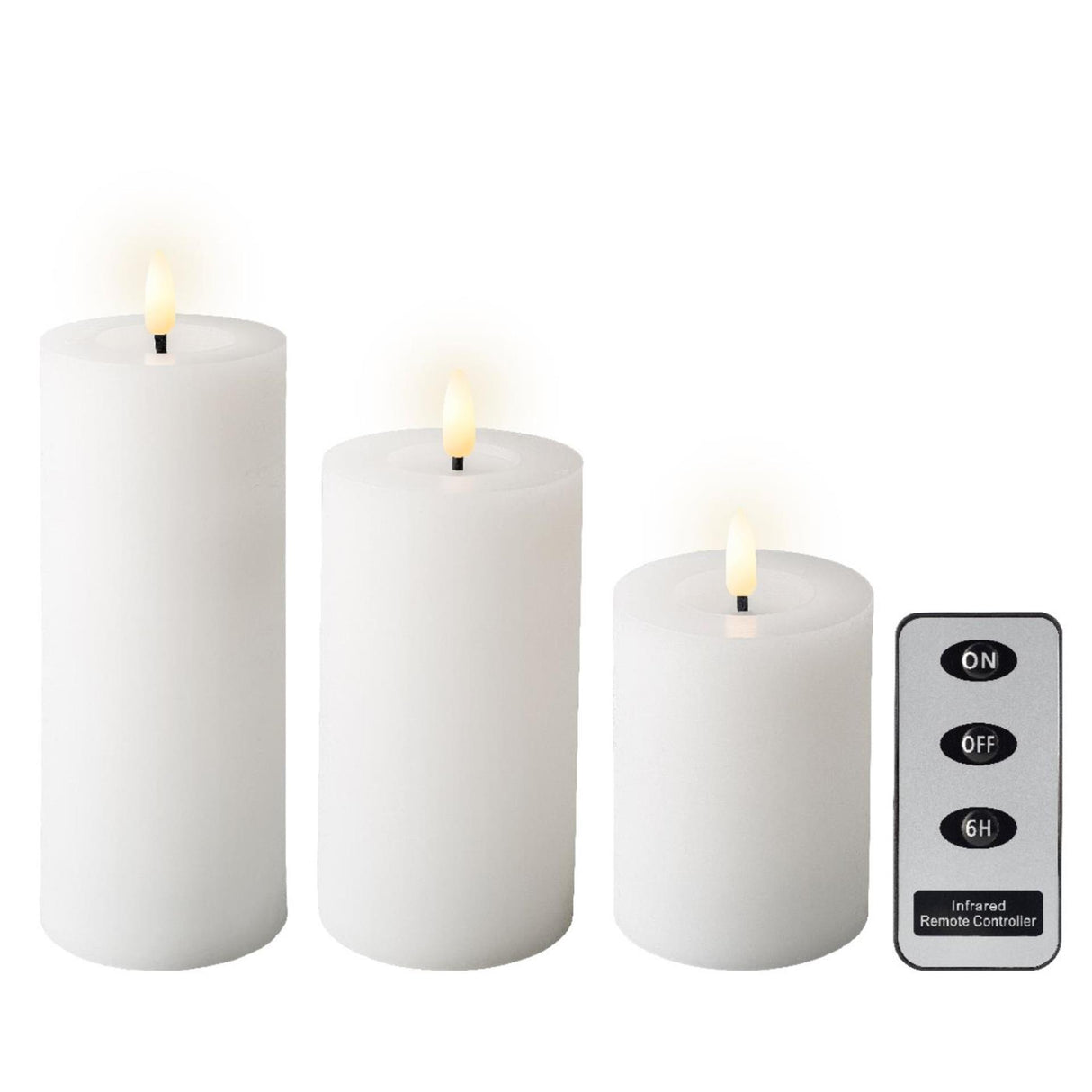 Lumineo LED set de bougies cire 3 pièces blanc