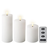 Lumineo LED set de bougies cire 3 pièces blanc