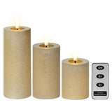 Lumineo LED set de bougies cire 3 pièces or