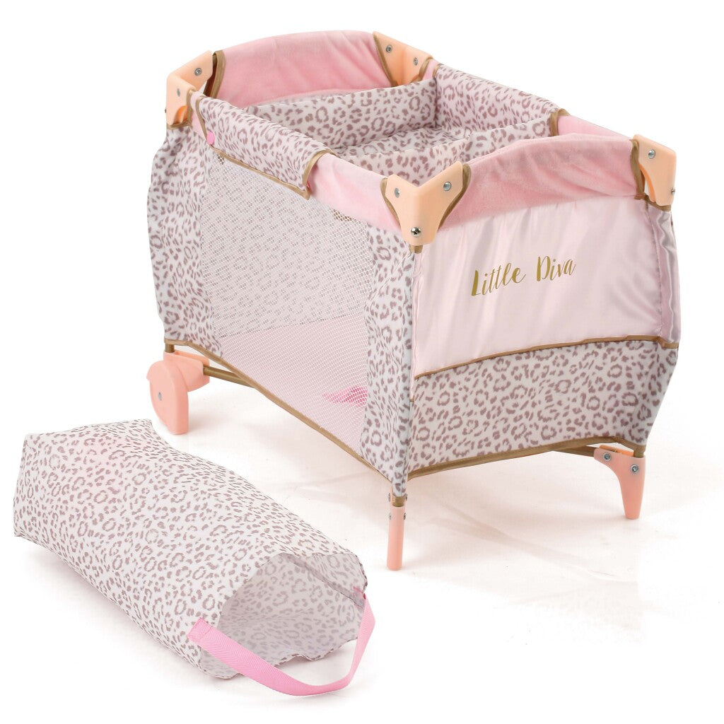 Cama de muñecas plegable de pequeña diva básica 41x28x12 cm de oro rosa