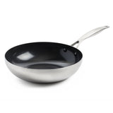 Greenpan genève wok poêle 28 cm inox noir
