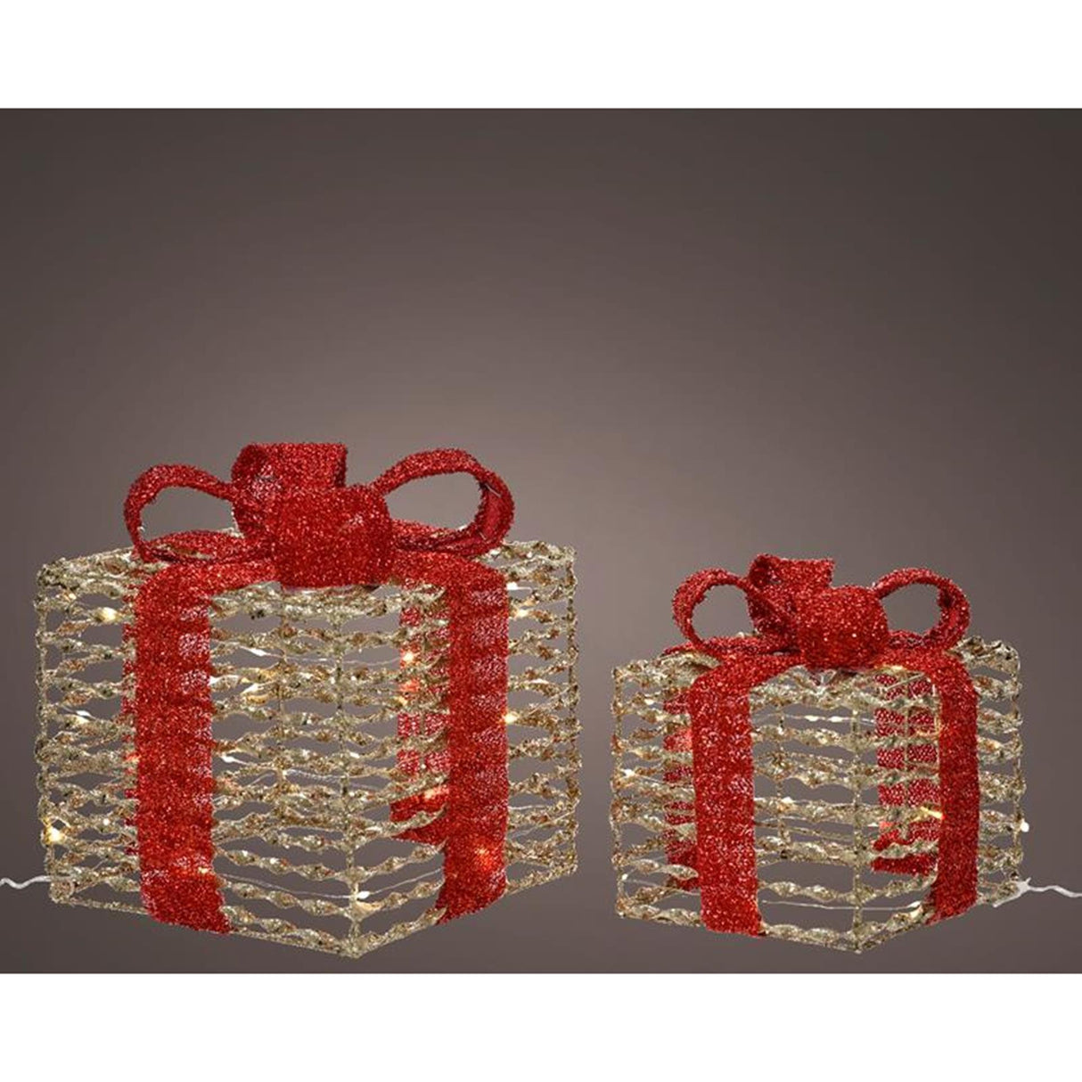Coffret cadeau Lumineo LED avec nœud 2 pièces or