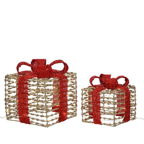 Coffret cadeau Lumineo LED avec nœud 2 pièces or
