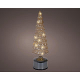 Lumineo Sapin de Noël LED verre ambre h34cm rotatif