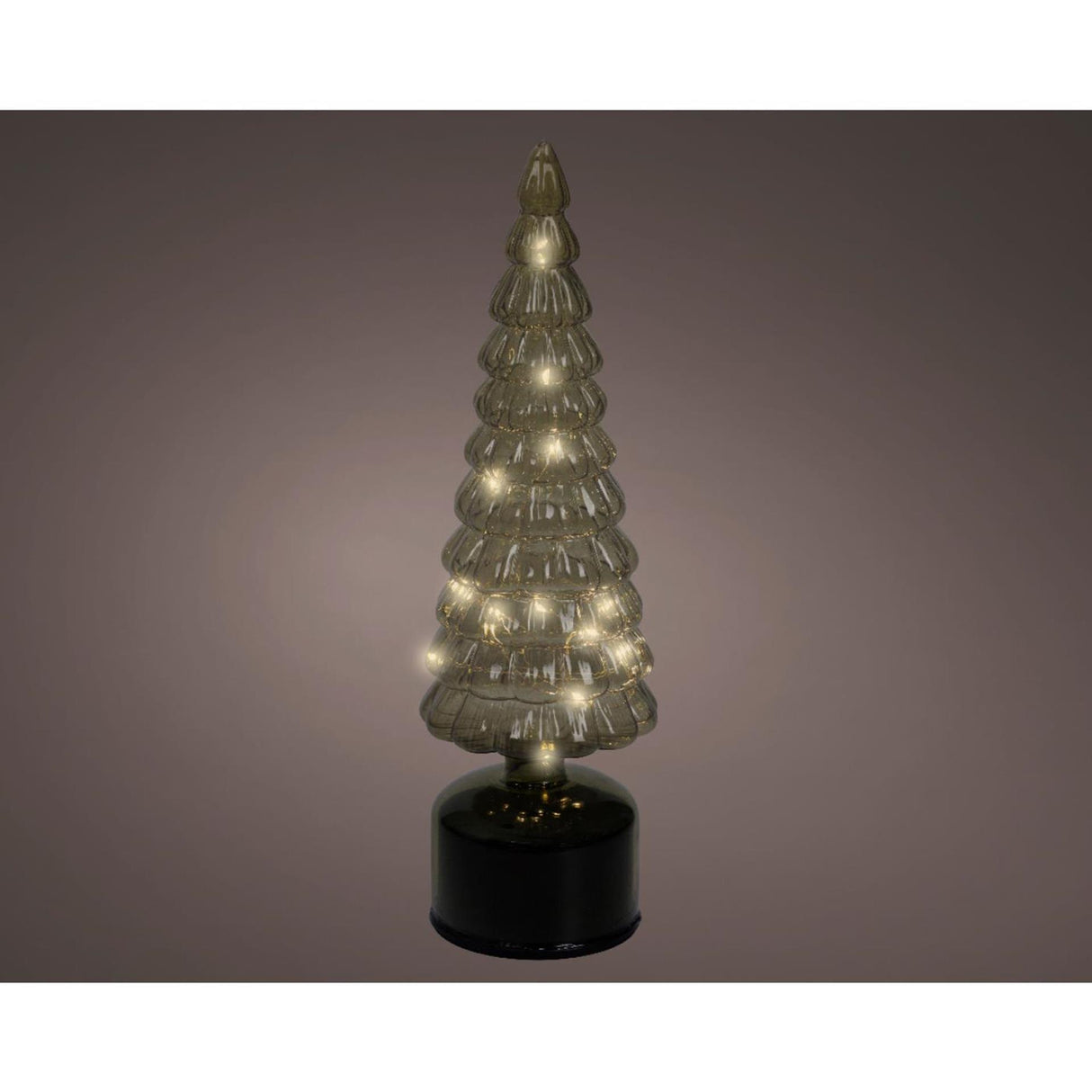 Lumineo Sapin de Noël LED verre rotatif ø10x34cm