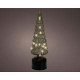 Lumineo Sapin de Noël LED verre rotatif ø10x34cm