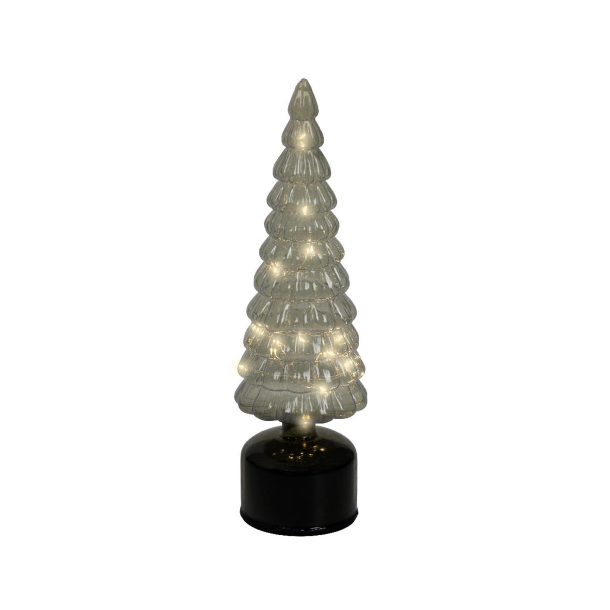 Lumineo Sapin de Noël LED verre rotatif ø10x34cm