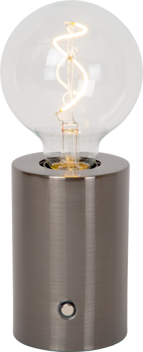 Lucide vivo - lampe de table rechargeable - batterie - ø 8 cm - LED dimmable - E27 - 1x1W 2700K - chrome noir mat