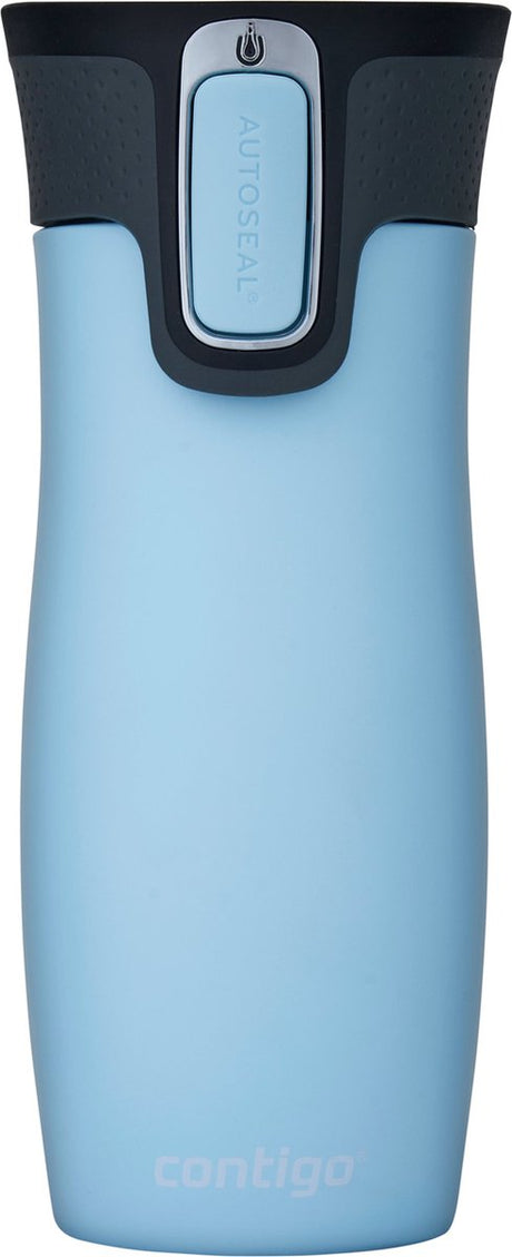 Tasse thermos Contigo West Loop à fermeture automatique, tasse isotherme en acier inoxydable, tasse à café à emporter, sans BPA, étanche, avec couvercle facile à nettoyer, garde au chaud jusqu'à 5 heures, 470 ml | eau glacée