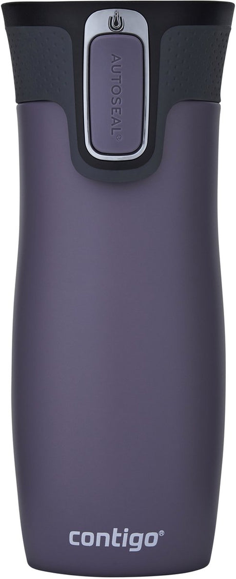 Tasse thermos Contigo West Loop à fermeture automatique, tasse isotherme en acier inoxydable de 470 ml - prune - tasse à café à emporter, tasse étanche à emporter avec couvercle facile à nettoyer, garde au chaud jusqu'à 5 heures
