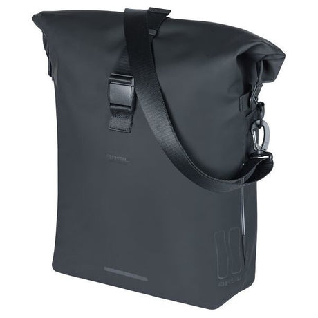 Basil Soho Mik Side Bicycle Sac à vélo - noir, imperméable, PU, Nordlicht LED, 17L