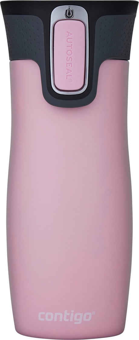 Tasse thermos Contigo West Loop à fermeture automatique, tasse isotherme en acier inoxydable, tasse à café à emporter, sans BPA, étanche, avec couvercle facile à nettoyer, garde au chaud jusqu'à 5 heures, 470 ml | rose millénaire