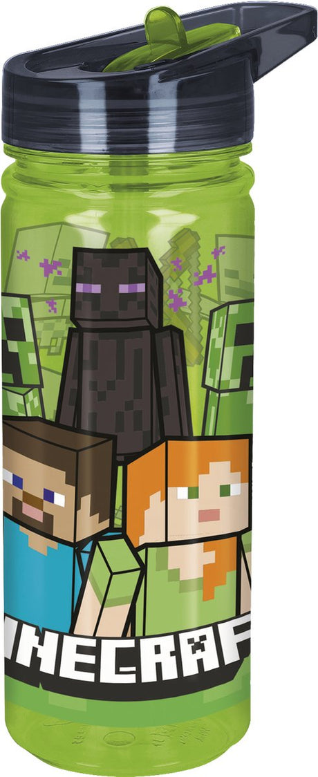 Gourde Stor Minecraft Tritan - 580 ml - va au lave-vaisselle sans BPA - gourde pour enfants - vert transparent noir