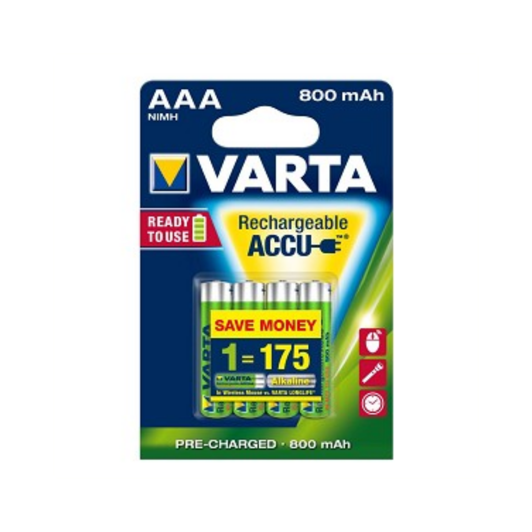 Varta dobíjecí baterie Mini Penlite AAA 800 Mah Nimh 1,2 V 4 kusy na mapě